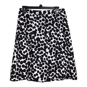 Banana Republic A-Line silk skirt in a cream and black polka dot pattern.  Sz.2